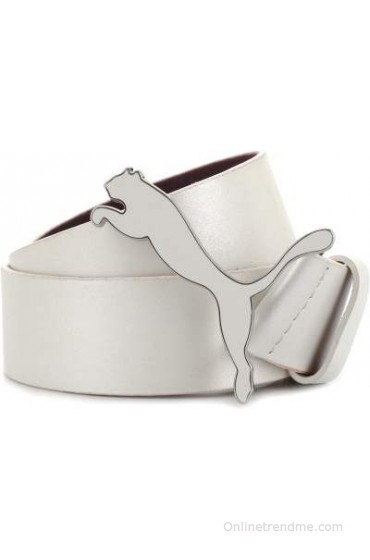 Puma Men, Women Casual White Genuine Leather, Metal Belt(White)